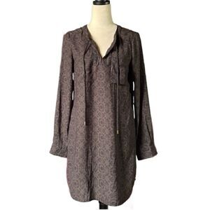 Anthropologie Skies are Blue Green & Black Geometric Long Sleeve Dress (Size: S)